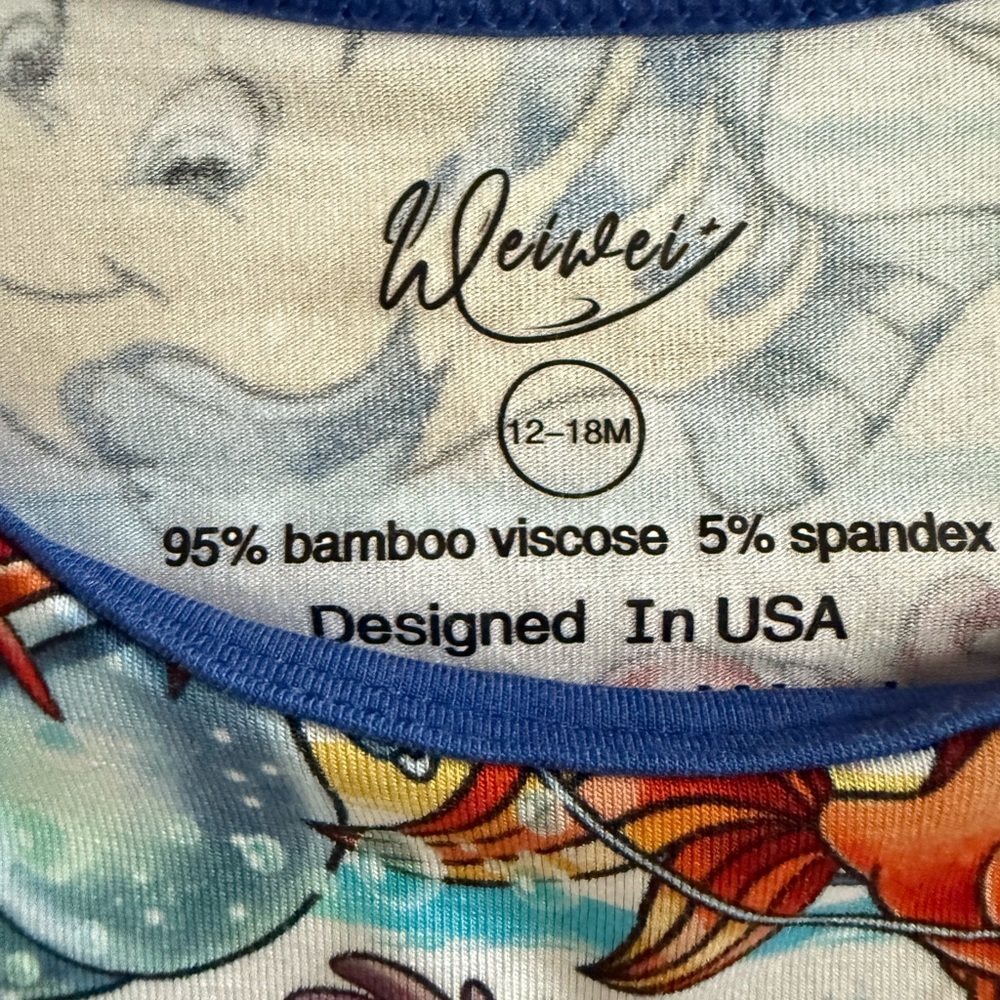 The Little Mermaid Wei Wei Bamboo Onesie Size 12-18 Month - Picture 3 of 3